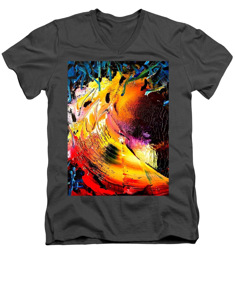 Abstract Wave Of Glory Men's V-Neck T-Shirt featuring the painting Unicorn Wave by Neal Barbosa