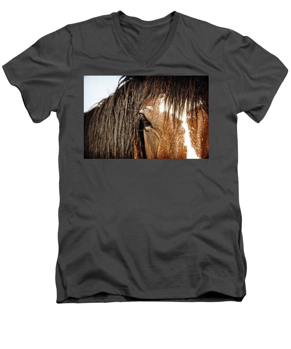 Horse Men's V-Neck T-Shirt featuring the photograph Untamed by Lincoln Rogers