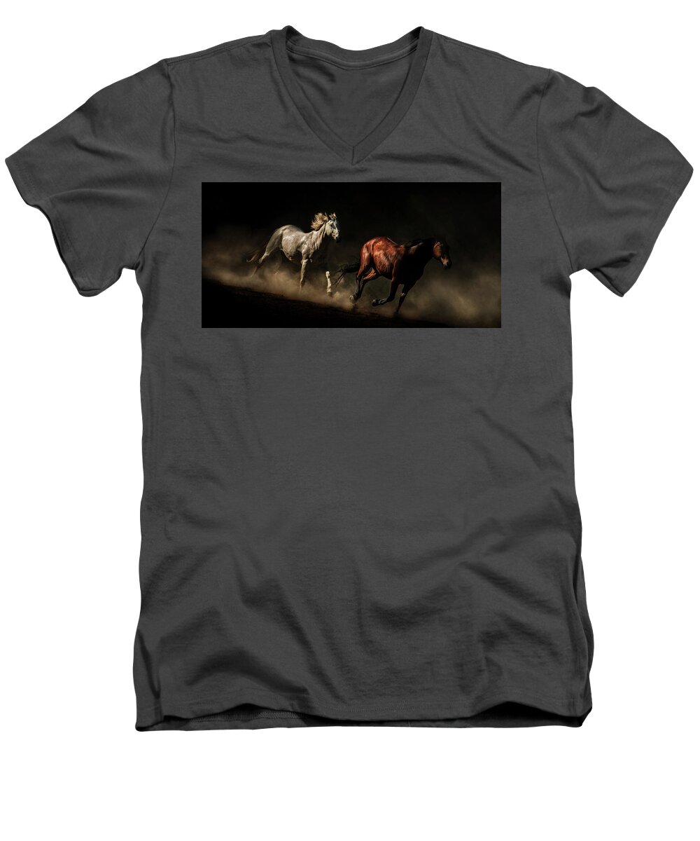 Horse Men's V-Neck T-Shirt featuring the photograph Untitled by Ryan Courson