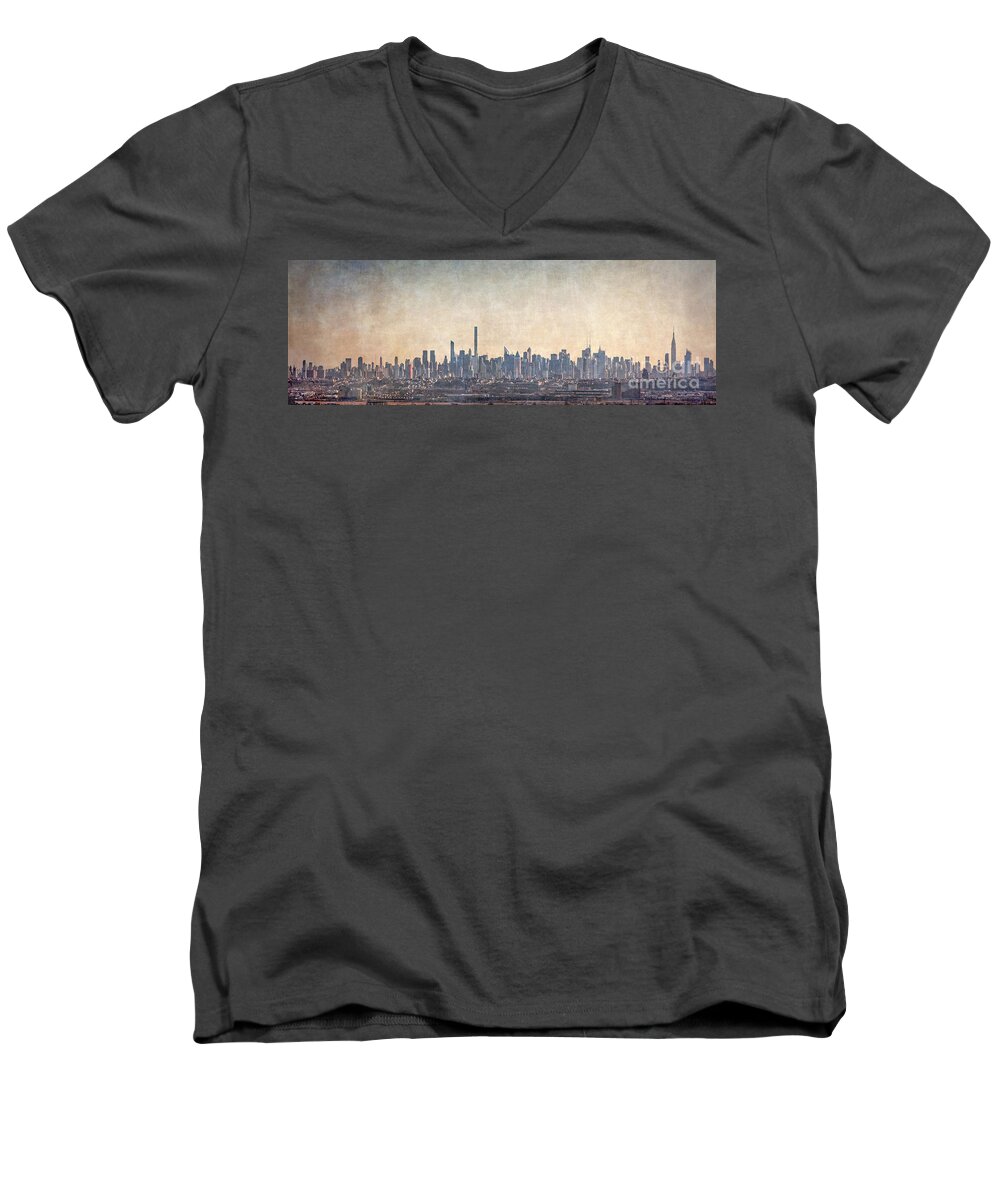 Kremsdorf Men's V-Neck T-Shirt featuring the photograph Urban Panorama by Evelina Kremsdorf