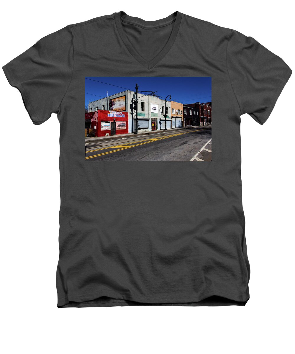 Atlanta Men's V-Neck T-Shirt featuring the photograph Urban Street Life by Kenny Thomas