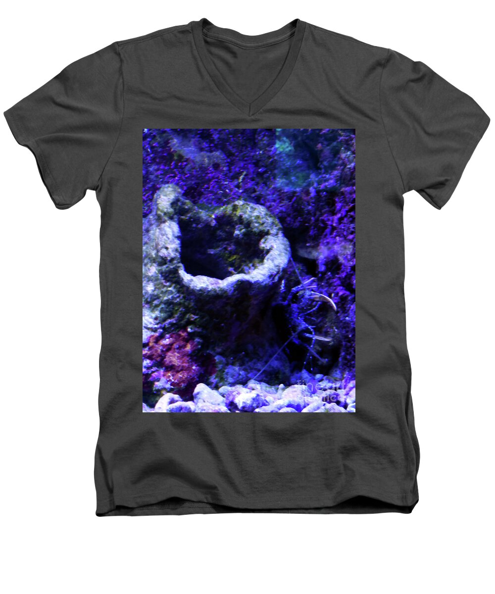 Underwater Men's V-Neck T-Shirt featuring the digital art UW Coral Stone by Francesca Mackenney