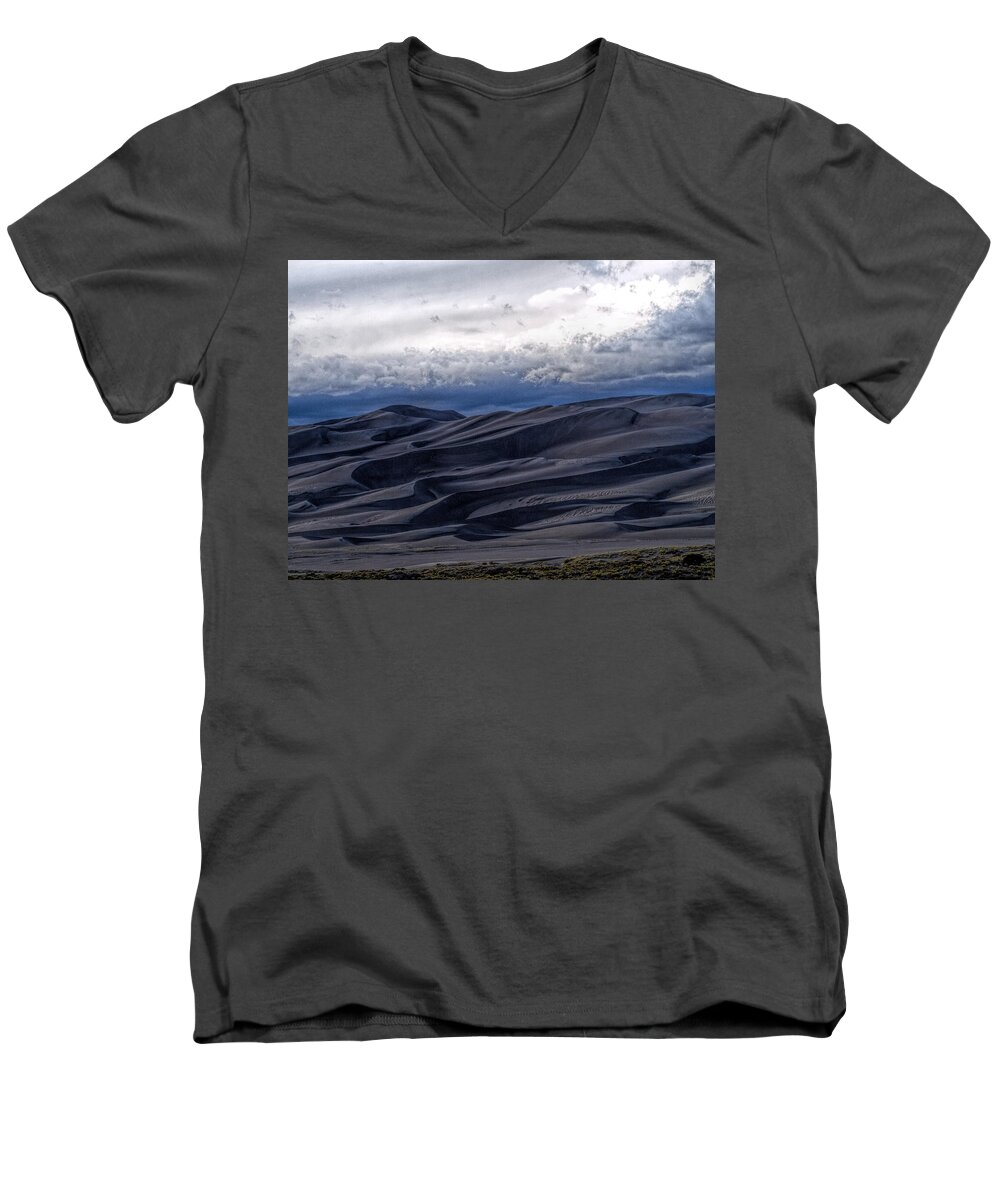 Great Sand Dunes National Park Men's V-Neck T-Shirt featuring the photograph Velvet at Night by Alana Thrower