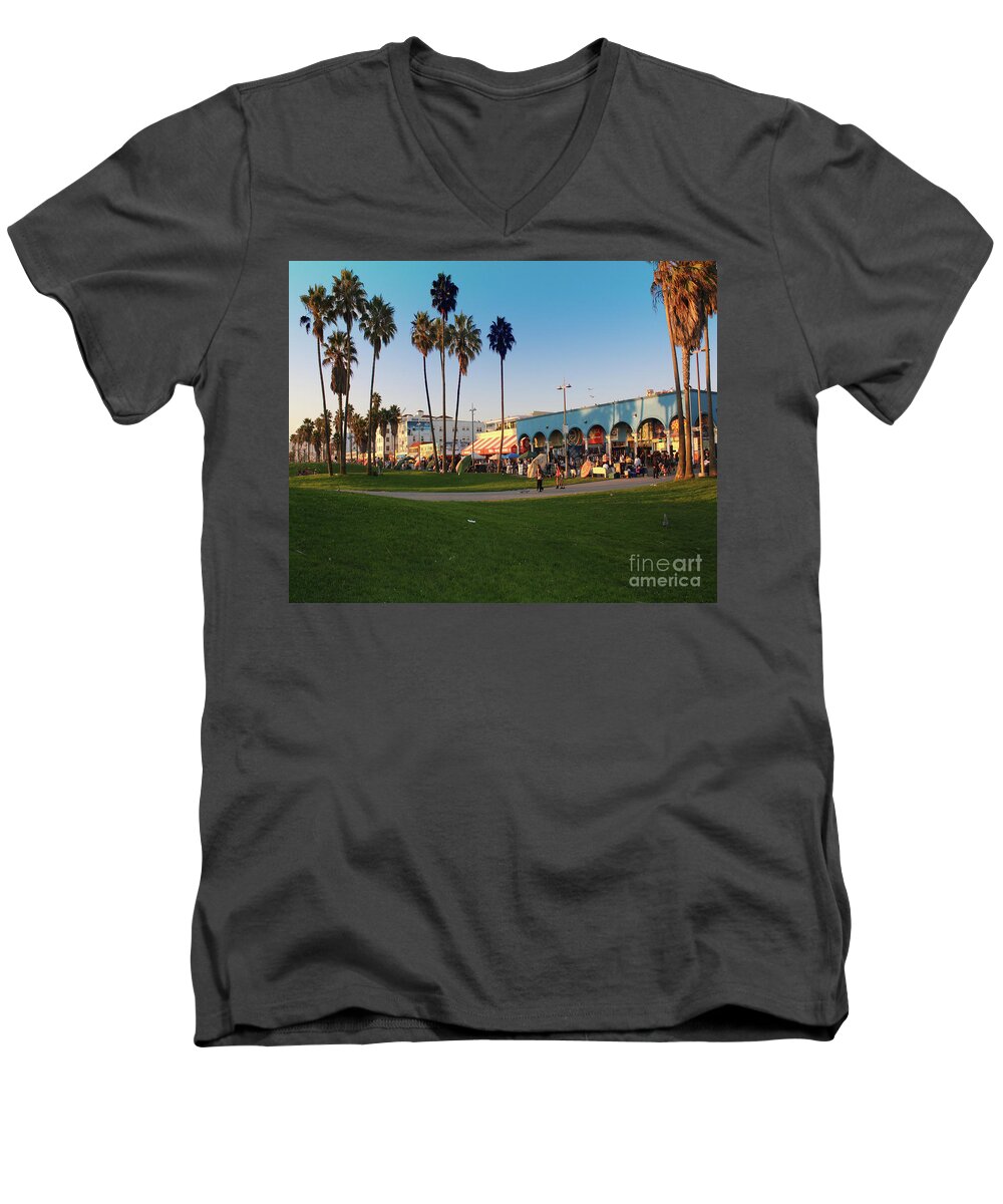 Venice Beach Men's V-Neck T-Shirt featuring the photograph Venice Beach by Kelly Holm