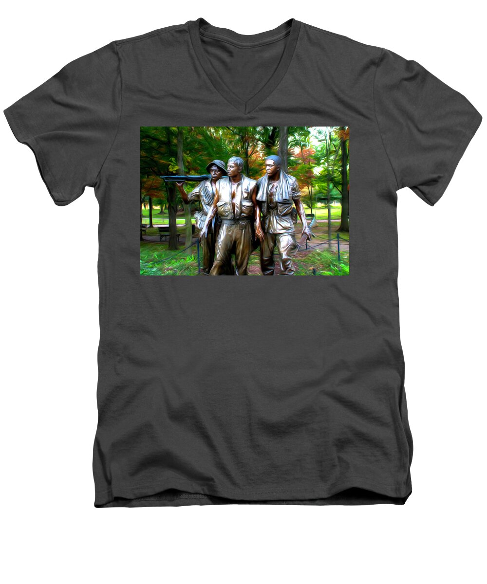 Viet Nam Men's V-Neck T-Shirt featuring the digital art Viet Nam Memorial by Joe Paradis