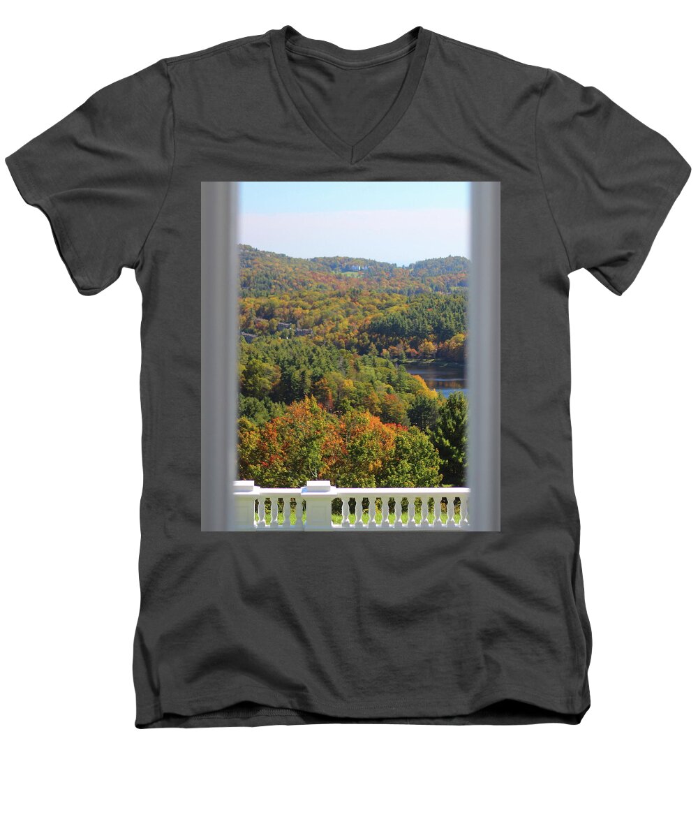 Nature Men's V-Neck T-Shirt featuring the photograph View from Moses Cone 2014b by Cathy Lindsey