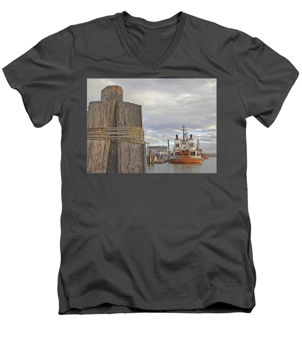 Boat Men's V-Neck T-Shirt featuring the photograph View from the Pilings by Suzy Piatt