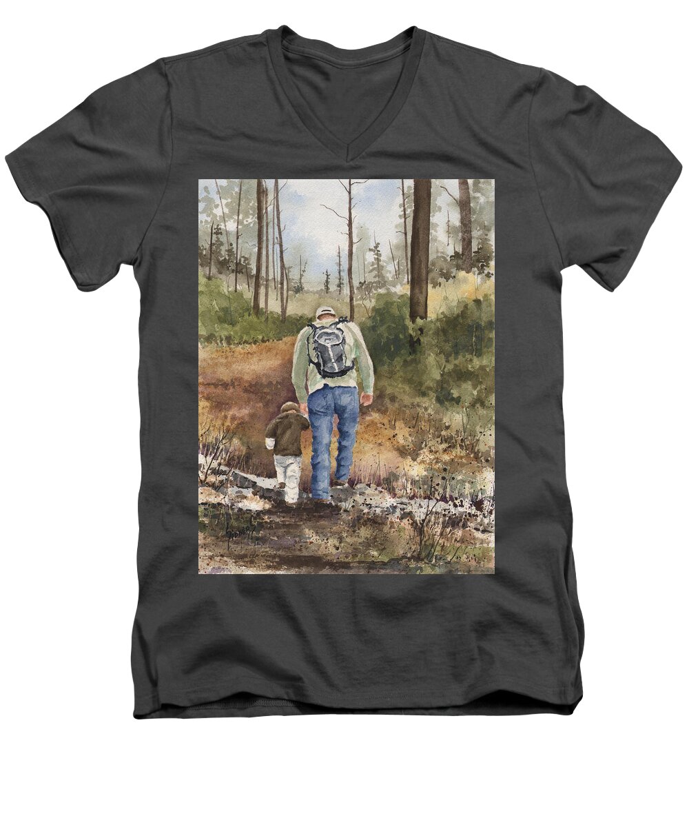 Walk Men's V-Neck T-Shirt featuring the painting Vince and Sam by Sam Sidders