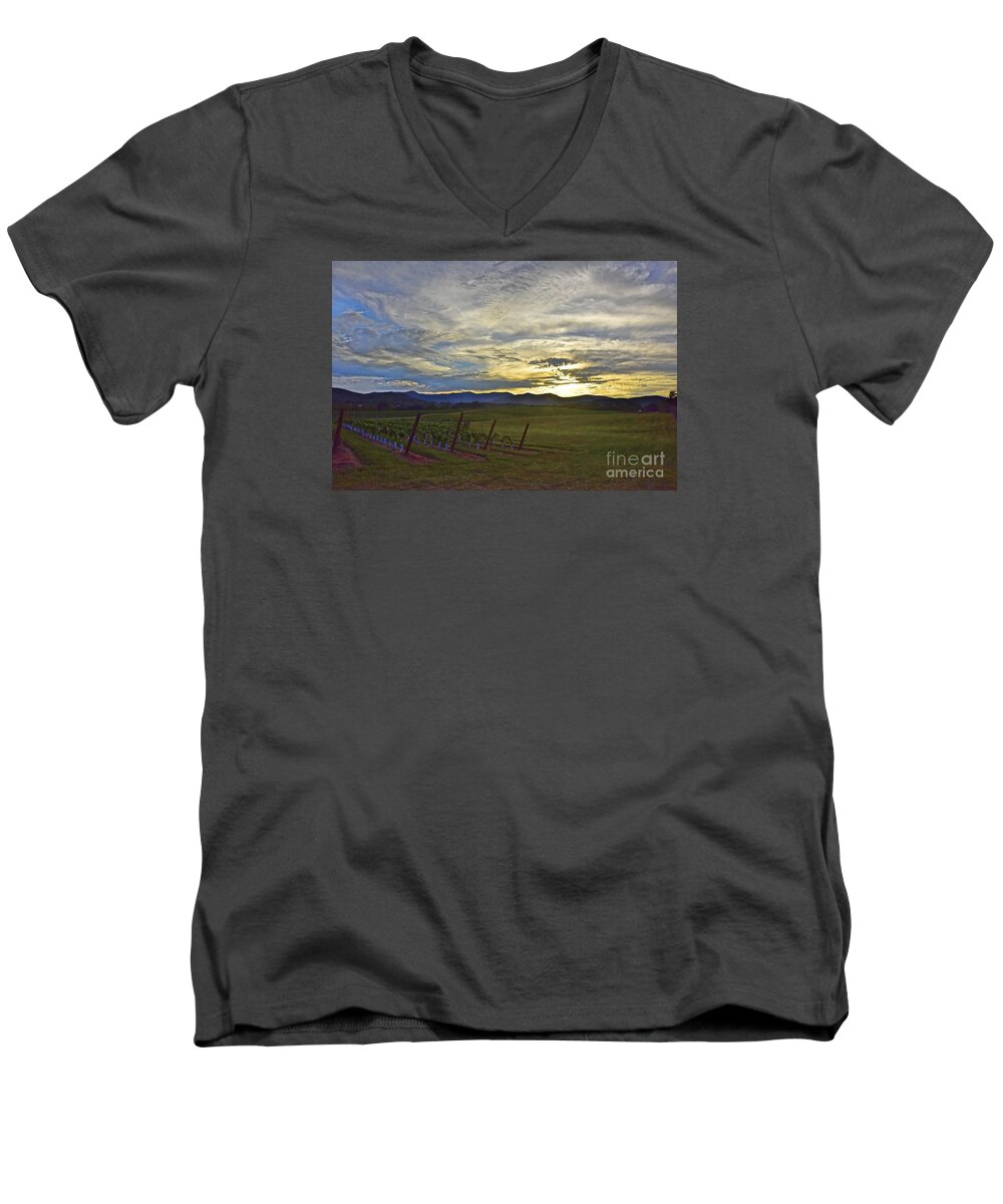 Wine Vineyard Men's V-Neck T-Shirt featuring the photograph Cultivation by Tracy Rice Frame Of Mind