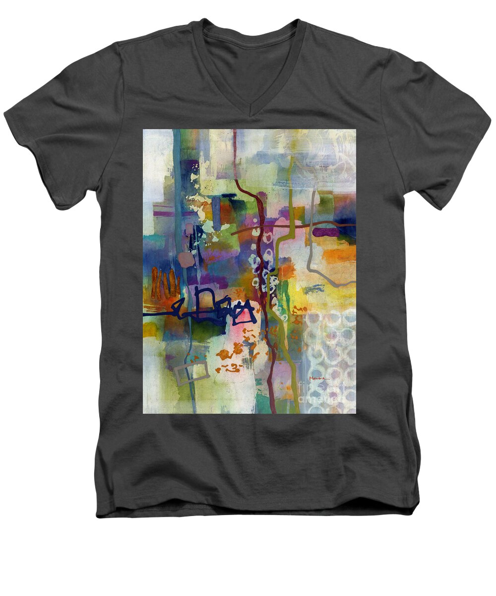 Abstract Men's V-Neck T-Shirt featuring the painting Vintage Atelier 2 by Hailey E Herrera
