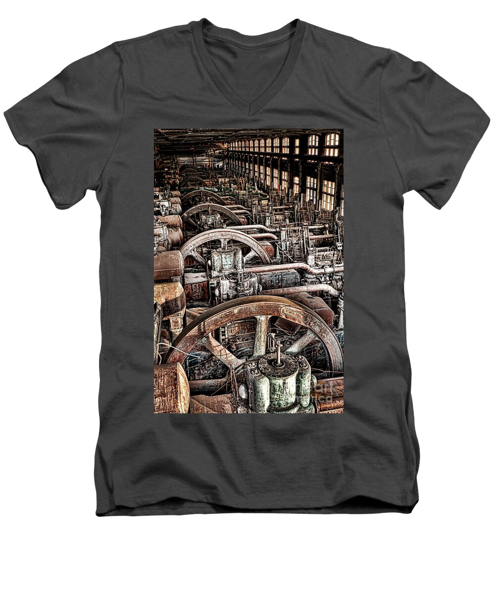 Bethlehem Men's V-Neck T-Shirt featuring the photograph Vintage Machinery by Olivier Le Queinec