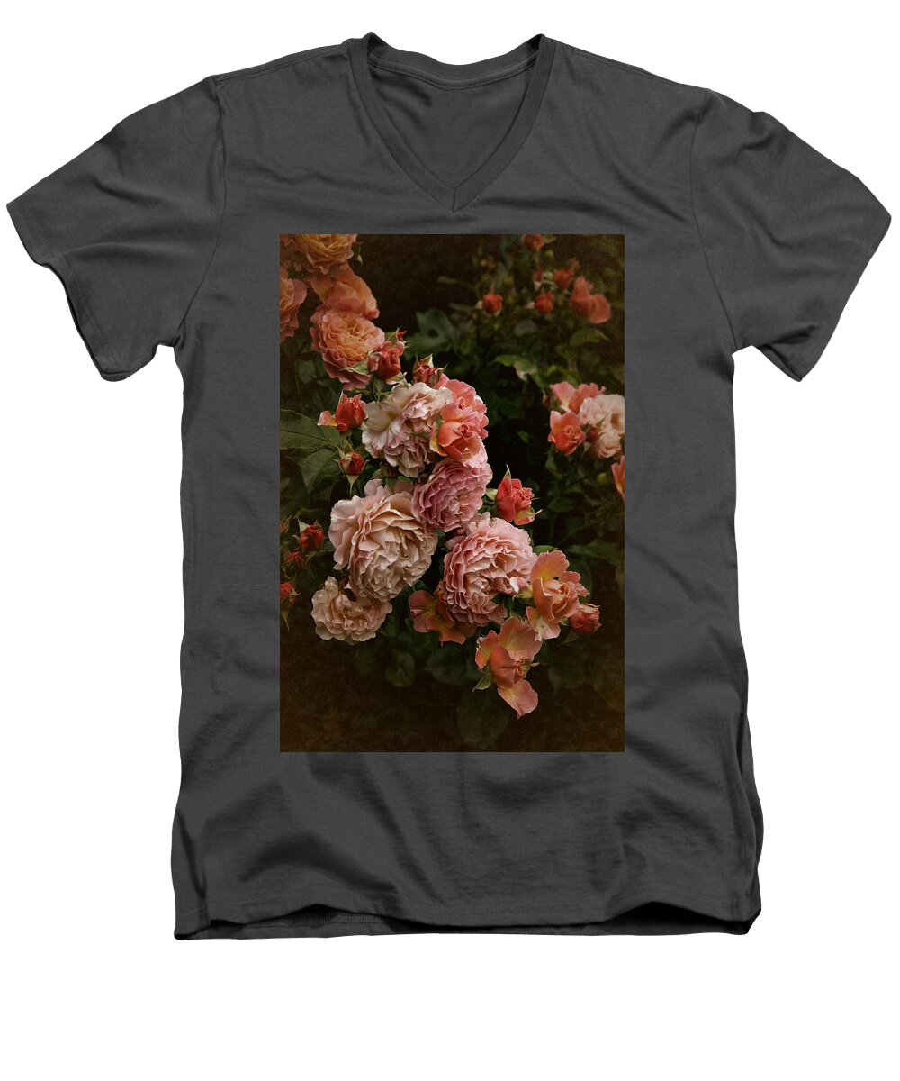 Roses Men's V-Neck T-Shirt featuring the photograph Vintage Roses, 6.17 by Richard Cummings