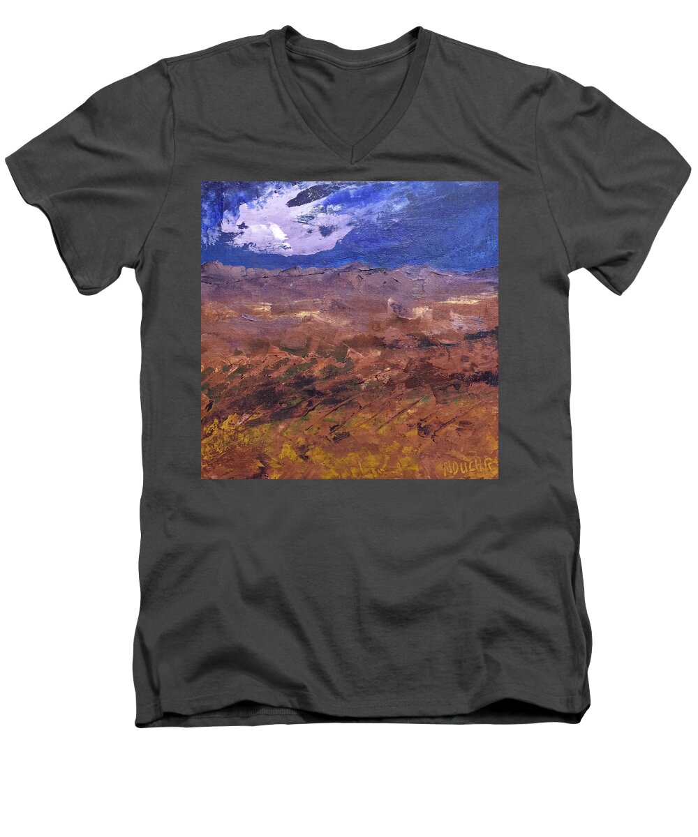 Landscape Men's V-Neck T-Shirt featuring the painting Violet Night by Norma Duch
