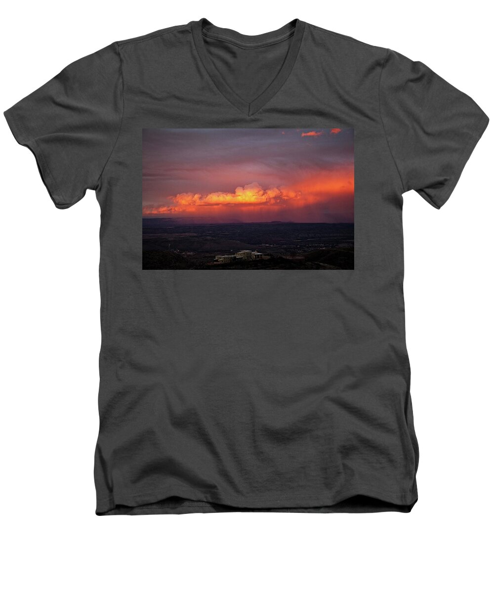 Jerome State Park Men's V-Neck T-Shirt featuring the photograph Vivid Verde Valley Sunset by Ron Chilston