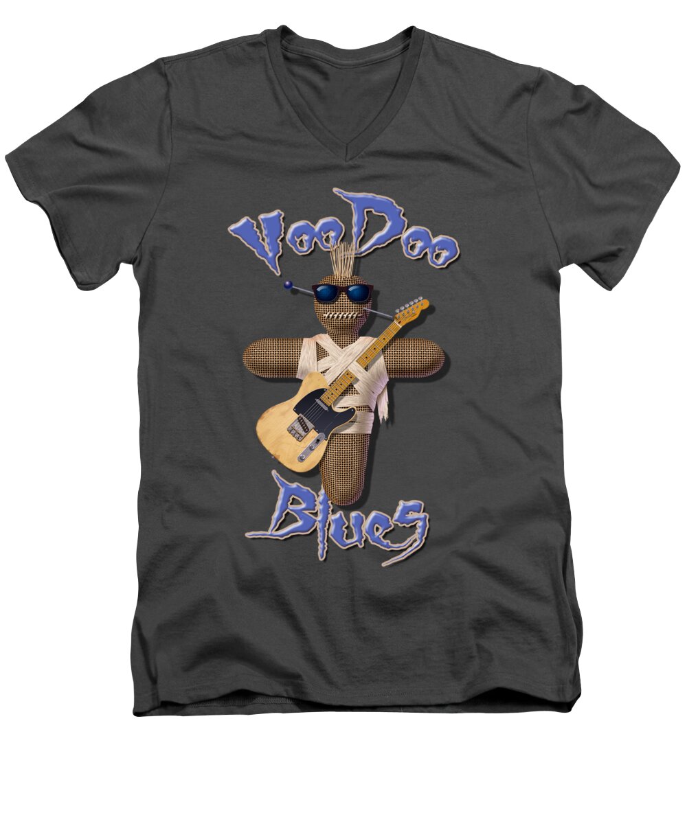 Blues Men's V-Neck T-Shirt featuring the digital art Voodoo Blues T Shirt by WB Johnston