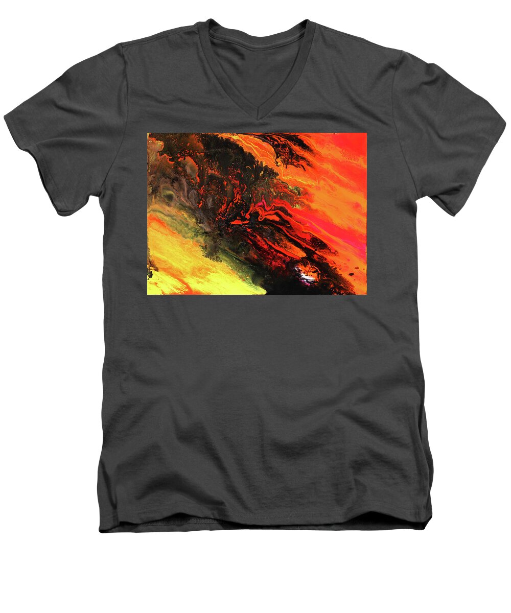 Fusionart Men's V-Neck T-Shirt featuring the painting Vulcan by Ralph White