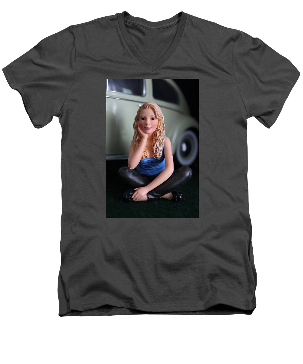Vw Men's V-Neck T-Shirt featuring the photograph VW kind of Girl by Jewels Hamrick
