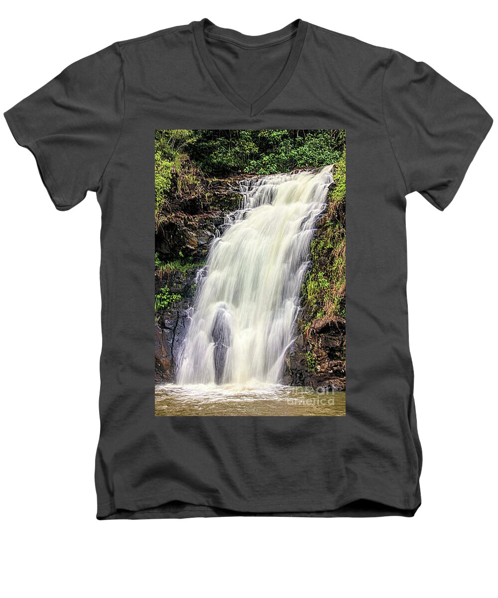 Water Men's V-Neck T-Shirt featuring the photograph Waimea Falls by Mark Jackson