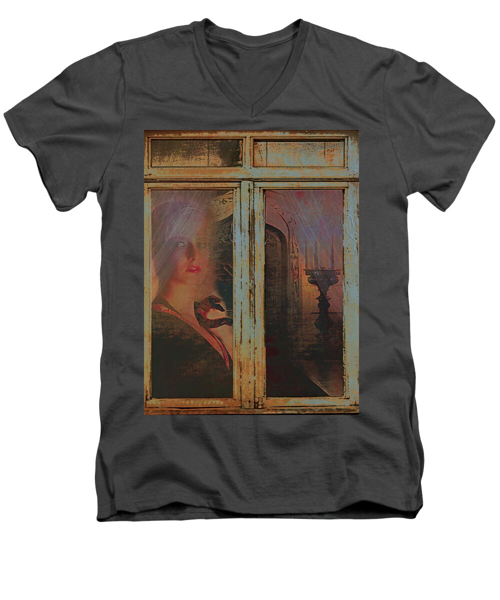 Window Men's V-Neck T-Shirt featuring the photograph Waiting and watching by Jeff Burgess