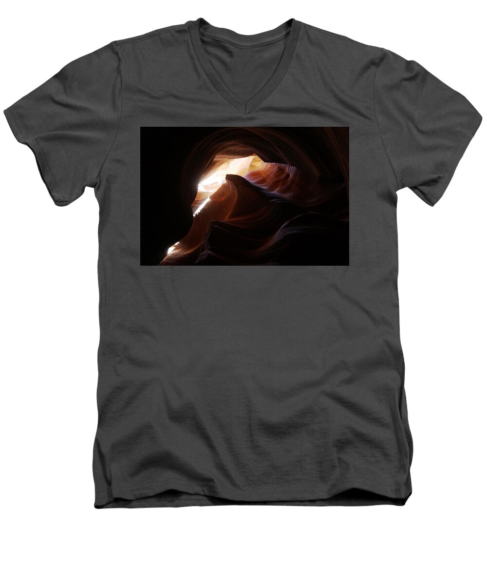Antilope Canyon Men's V-Neck T-Shirt featuring the photograph Waives by Julia Ivanovna Willhite