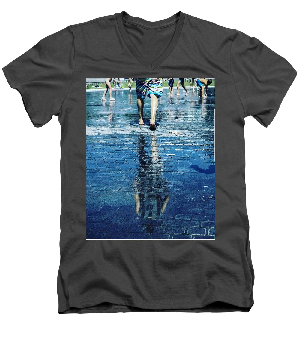 Man Men's V-Neck T-Shirt featuring the photograph Walking on the water by Nerea Berdonces Albareda