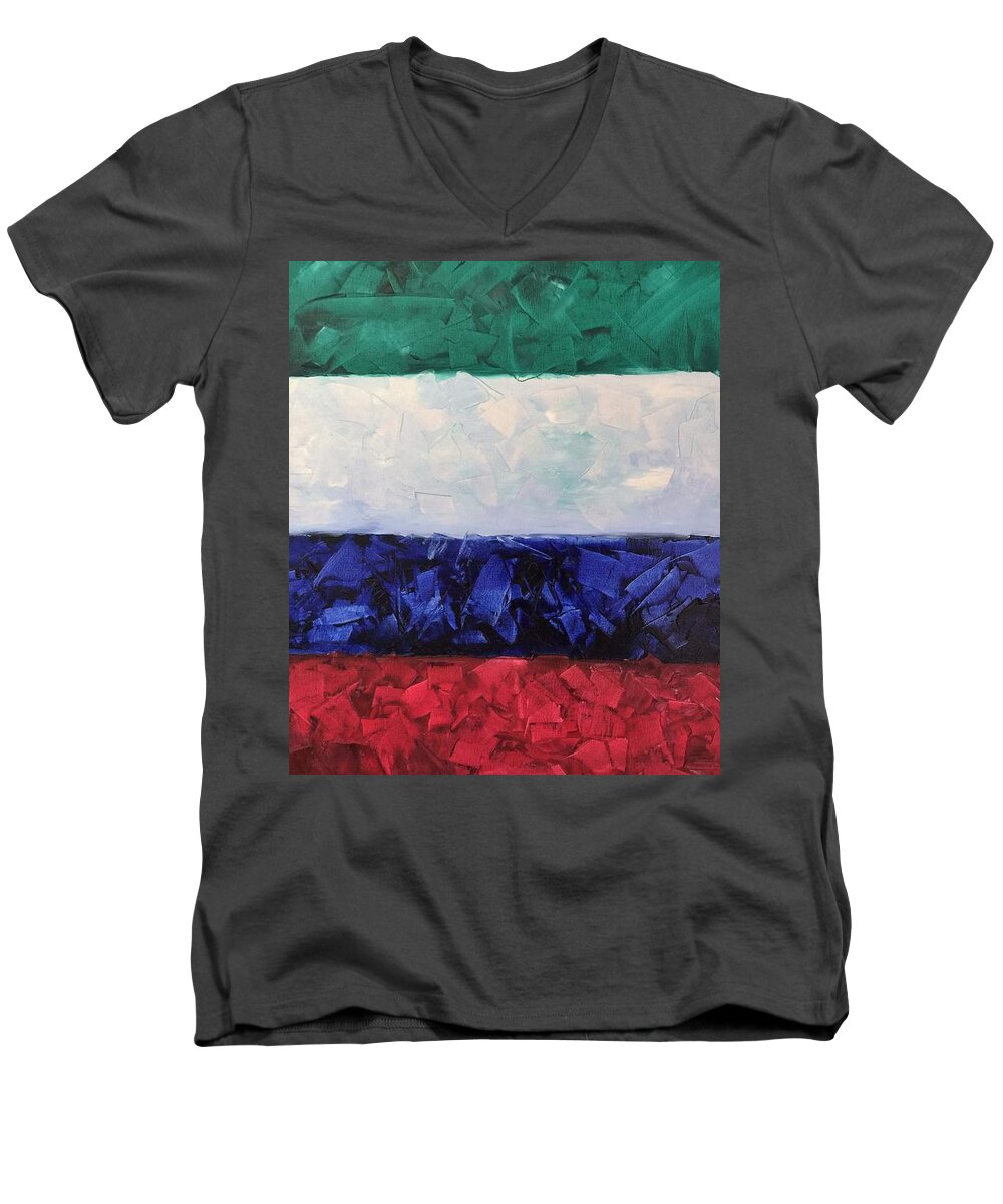 Colors Men's V-Neck T-Shirt featuring the painting Walls of the New Jerusalem by Carrie Maurer