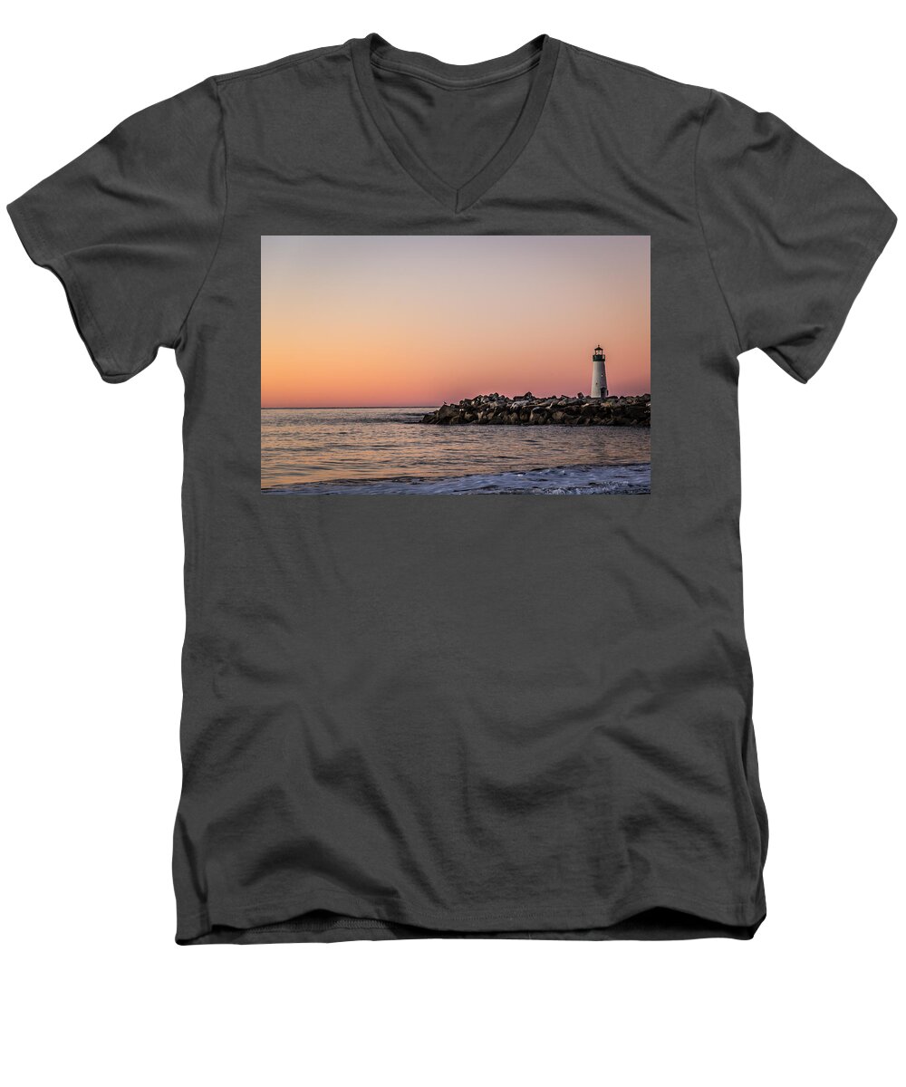 Santa Cruz Men's V-Neck T-Shirt featuring the photograph Walton at Sunset by Lora Lee Chapman