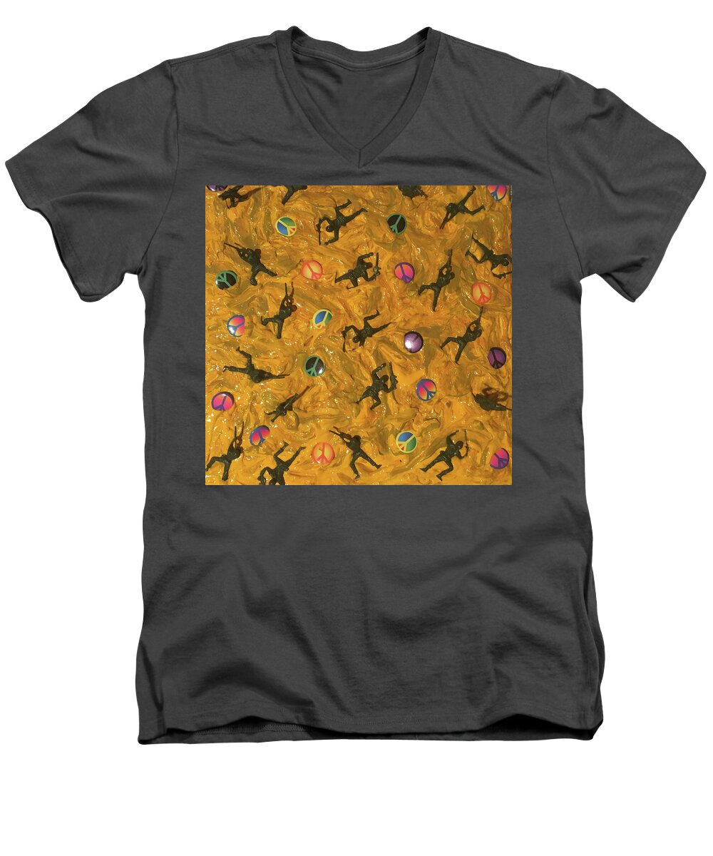 Toy Soldiers Men's V-Neck T-Shirt featuring the painting War and Peace by Thomas Blood