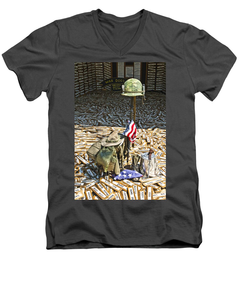 War Men's V-Neck T-Shirt featuring the photograph War Dogs Sacrifice by Carolyn Marshall