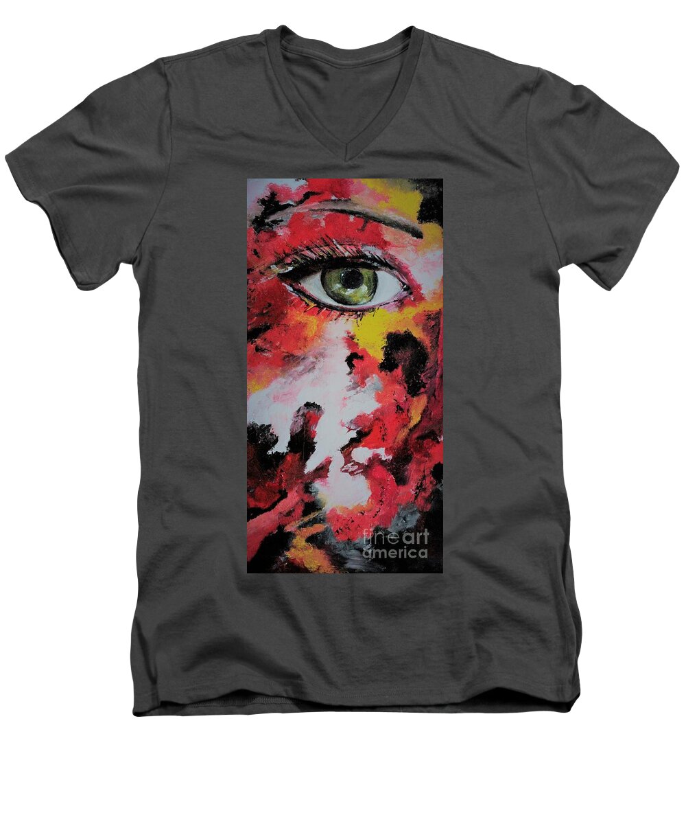 Paint Men's V-Neck T-Shirt featuring the painting Wash Away All The Things That You Have Taken by Tracey Lee Cassin