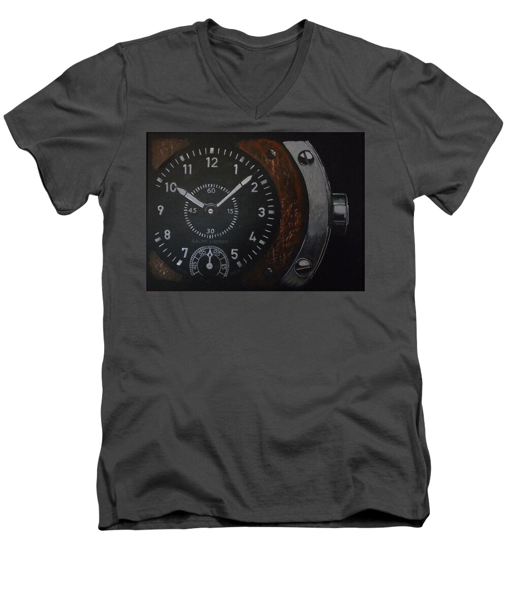 Watch Men's V-Neck T-Shirt featuring the painting Watch by Richard Le Page
