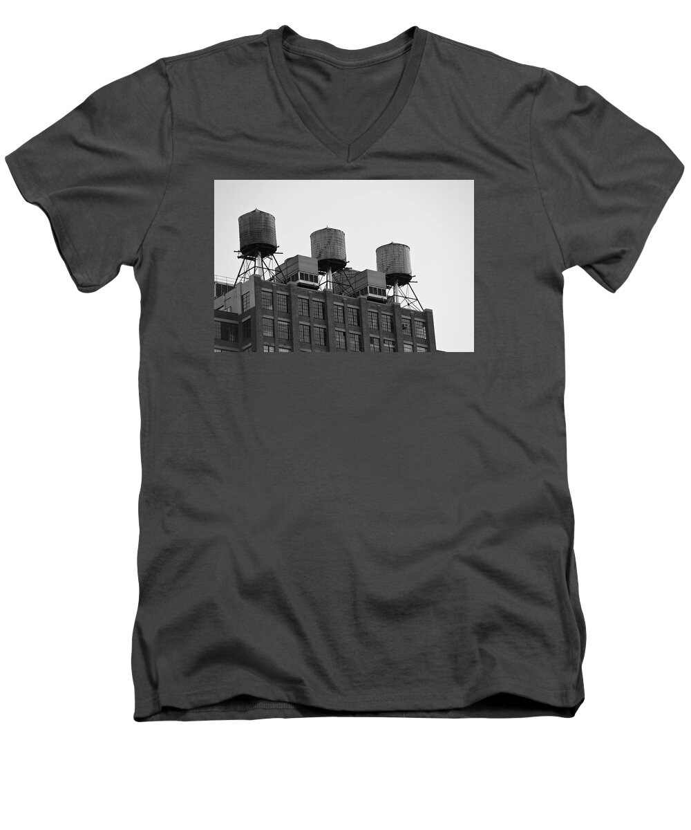 New York Men's V-Neck T-Shirt featuring the photograph Water Towers by Jose Rojas