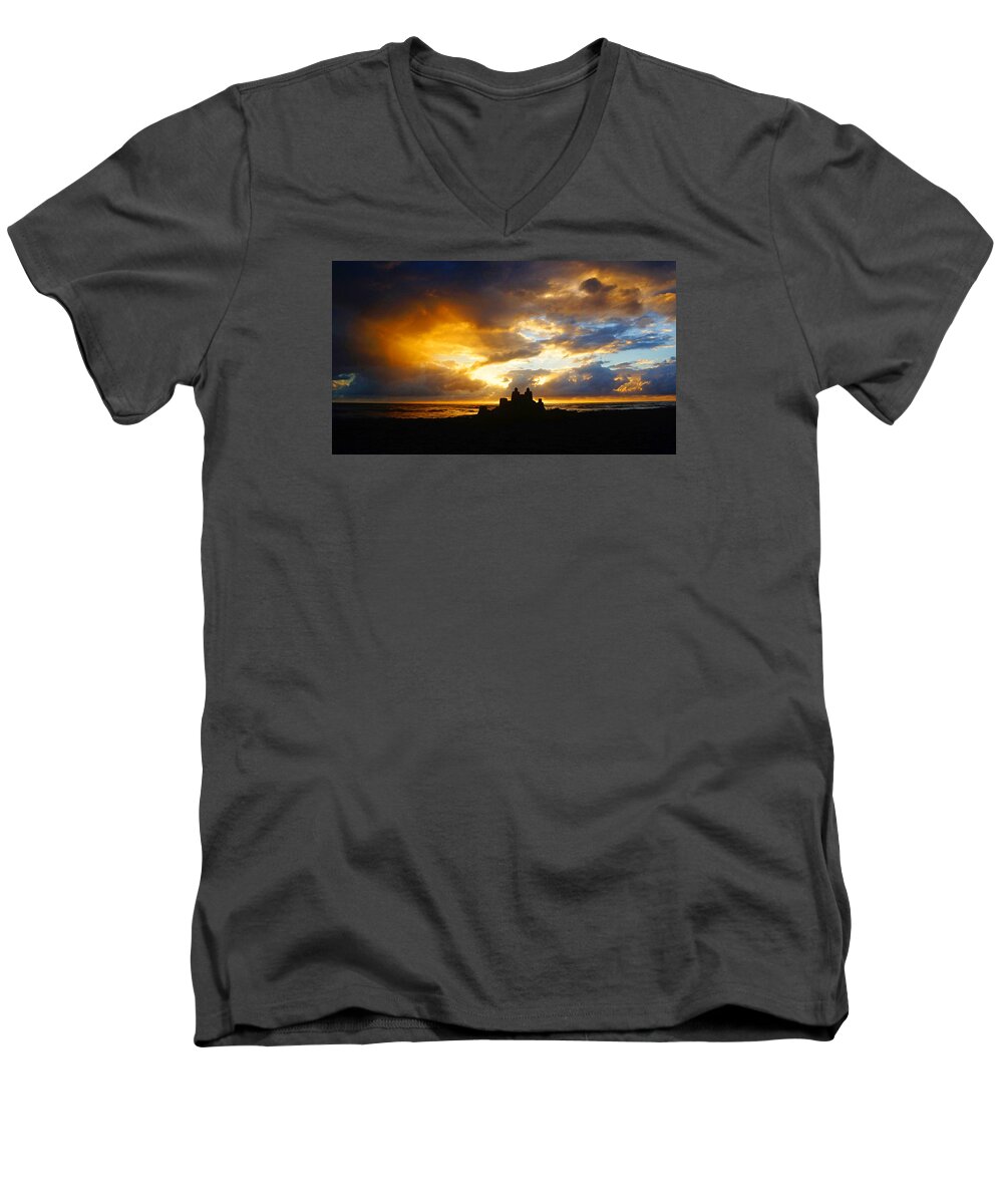 Beach Men's V-Neck T-Shirt featuring the photograph Waterfront Castle of Your Own by Lawrence S Richardson Jr