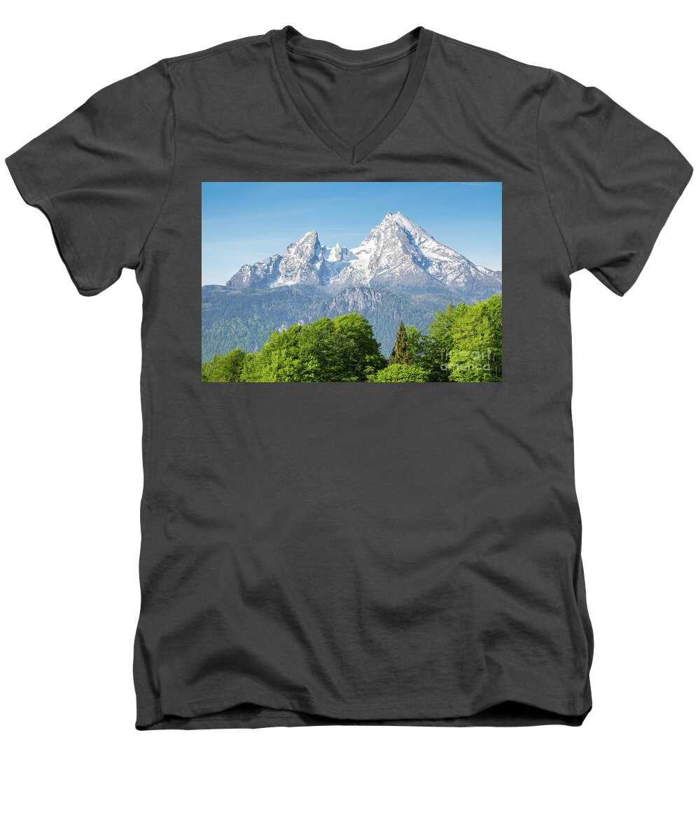 Alpine Men's V-Neck T-Shirt featuring the photograph Watzmann by JR Photography