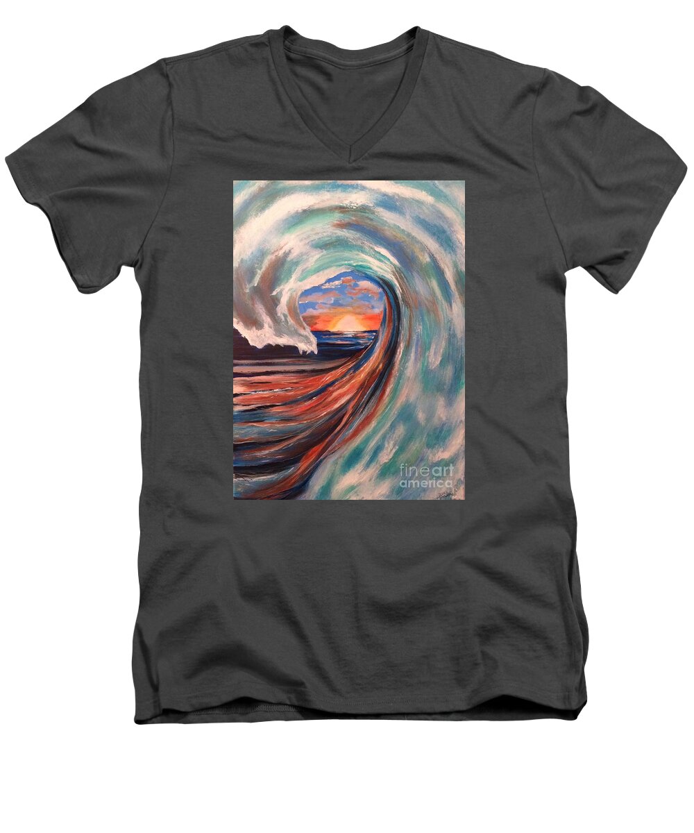Wave Men's V-Neck T-Shirt featuring the painting Wave by Denise Tomasura