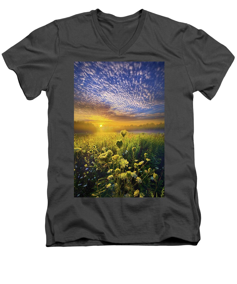 Summer Men's V-Neck T-Shirt featuring the photograph We Shall Be Free by Phil Koch