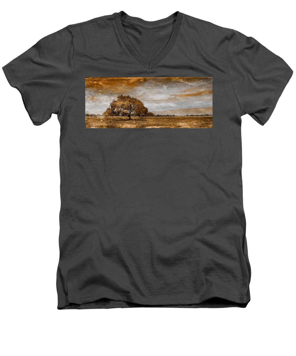 Lone Tree Men's V-Neck T-Shirt featuring the digital art Weathered by Az Jackson