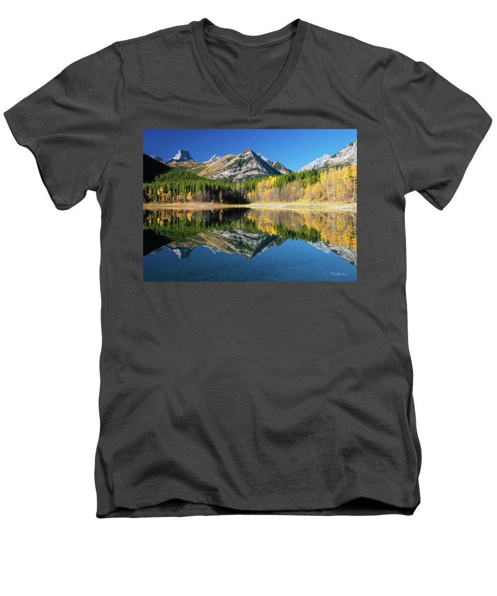 Kananaskis Country Men's V-Neck T-Shirt featuring the photograph Wedge Pond Color by Tim Kathka