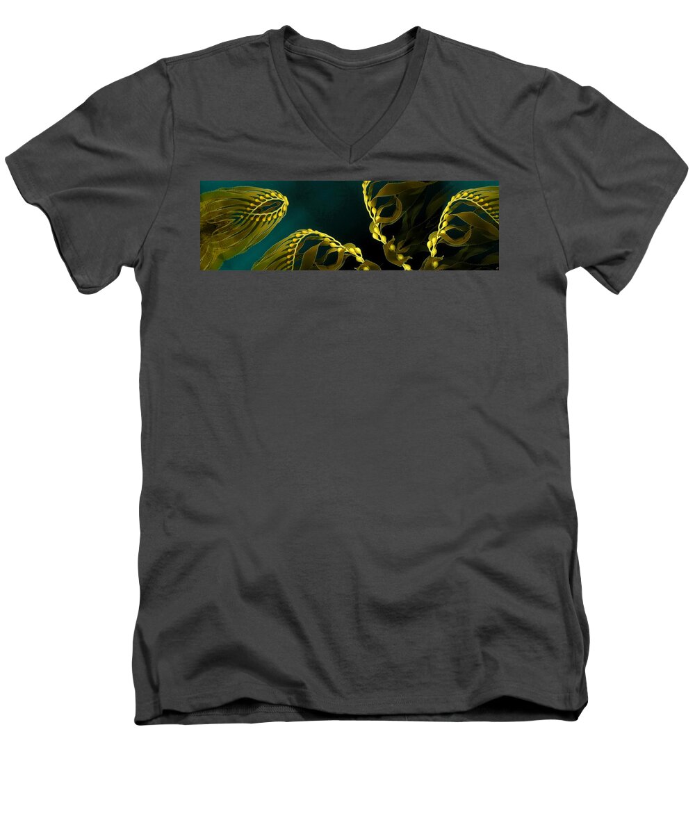 Seaweed Men's V-Neck T-Shirt featuring the digital art Weed 1 by Ron Bissett