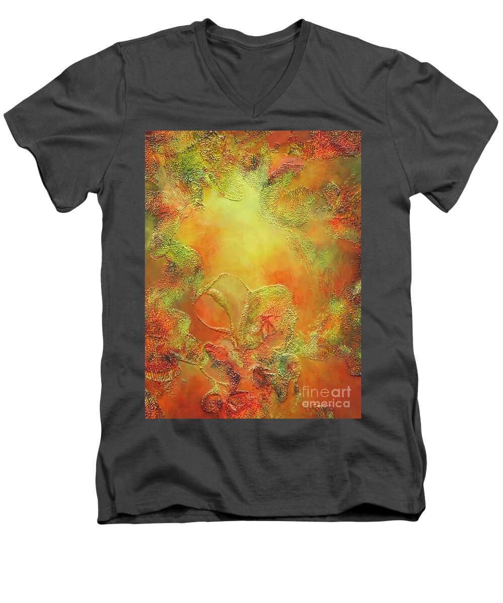 Abstract Men's V-Neck T-Shirt featuring the painting Welcome to Heaven by Claire Gagnon