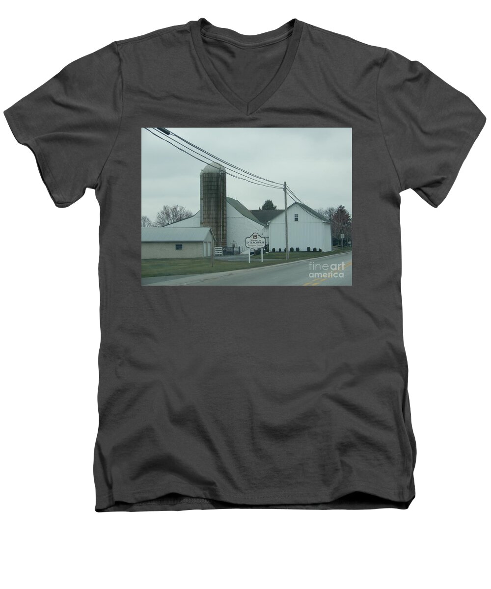 Amish Country Men's V-Neck T-Shirt featuring the photograph Welcome to Intercourse, PA by Christine Clark