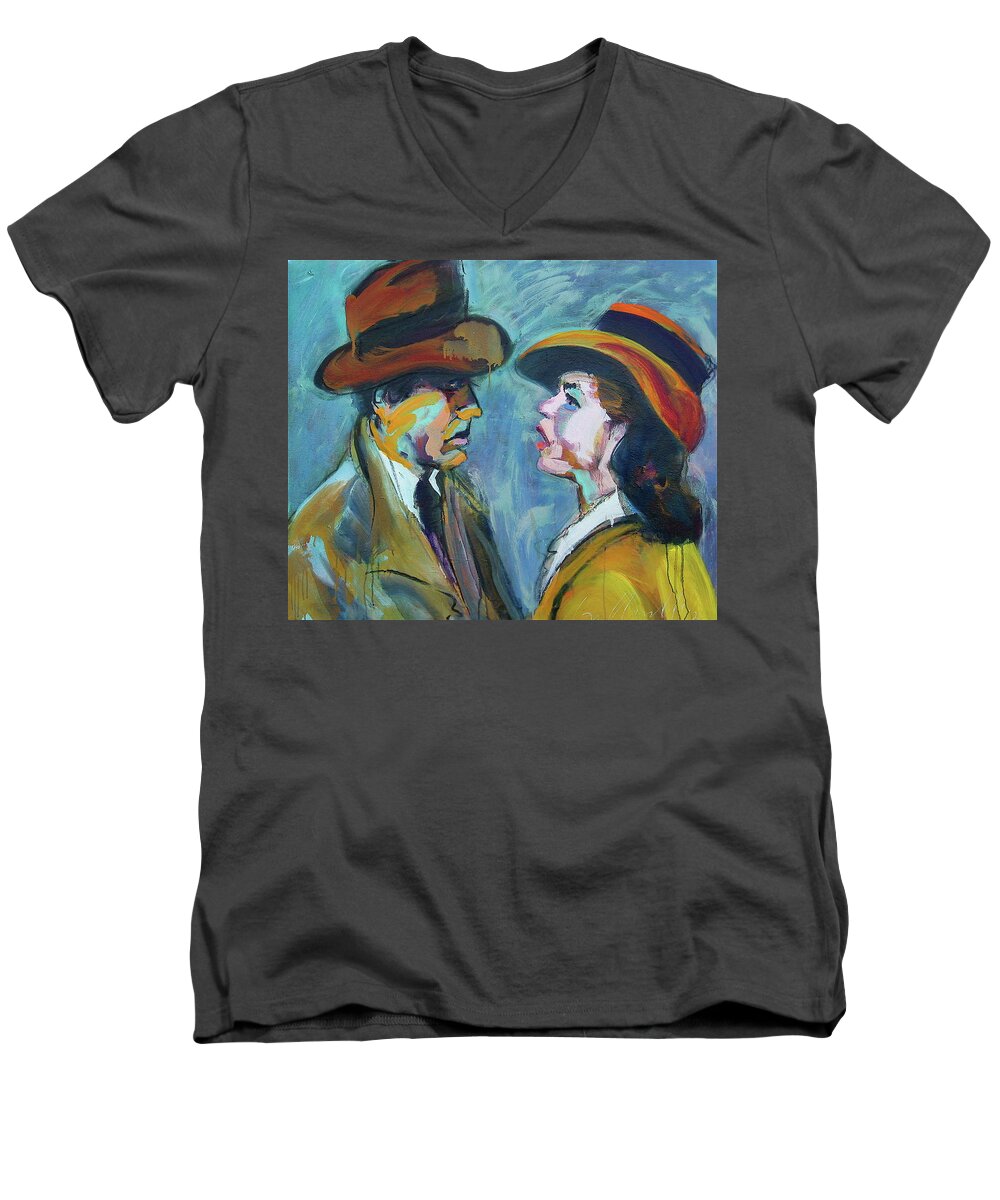 Portraits Men's V-Neck T-Shirt featuring the painting We'll Always Have Paris by Les Leffingwell