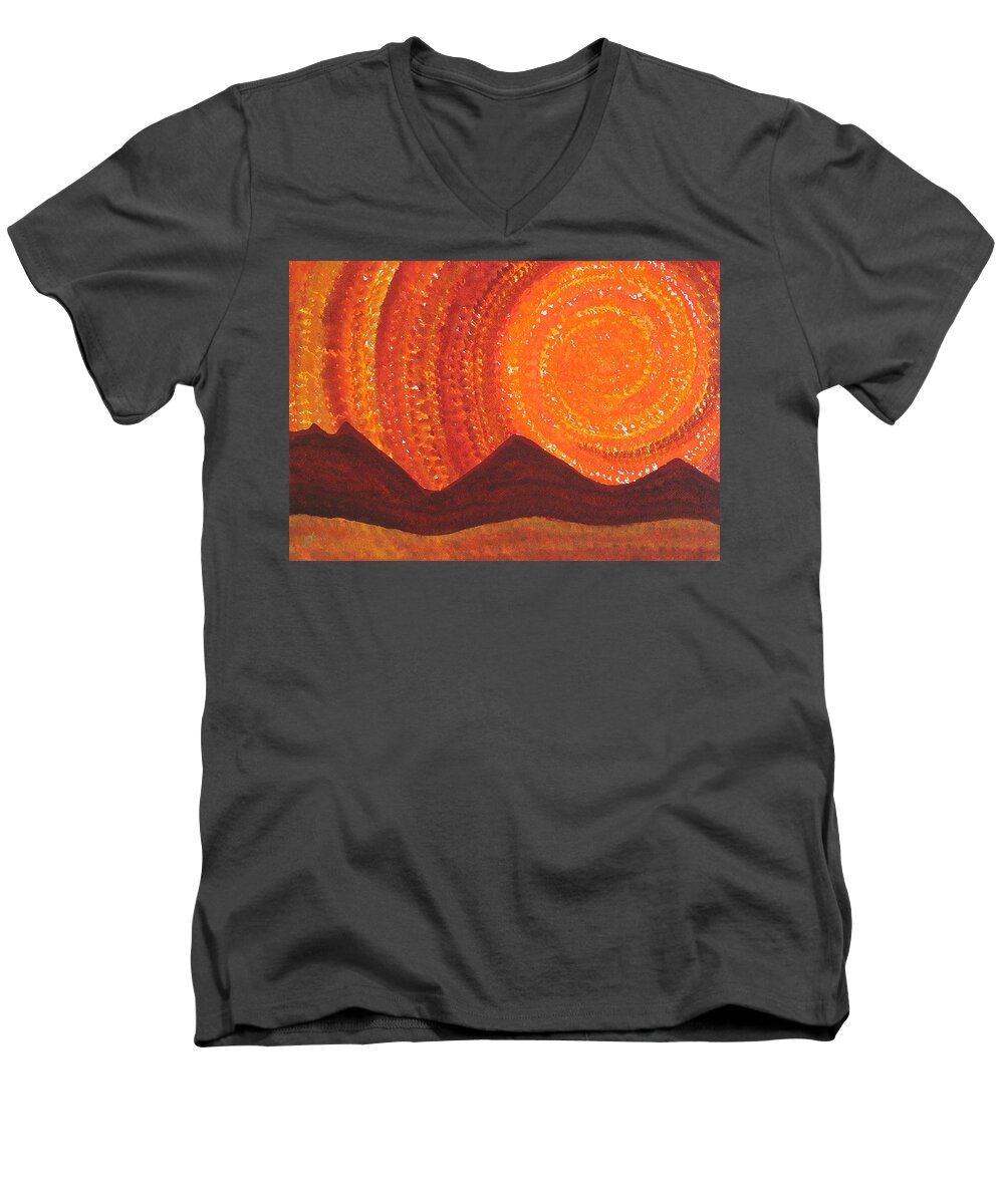 Southwestern Art Men's V-Neck T-Shirt featuring the painting Western Sky Wave original painting by Sol Luckman