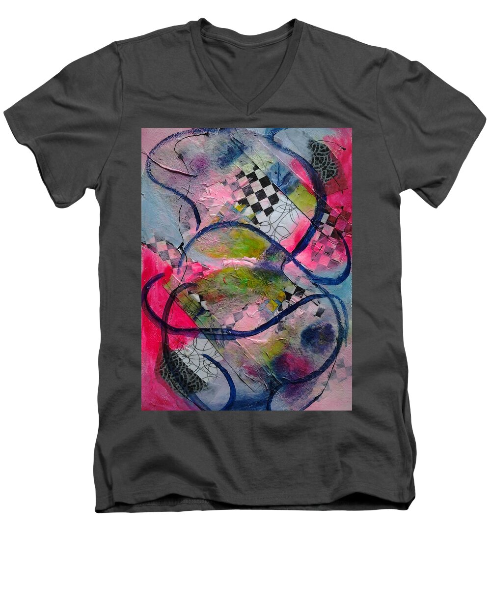 Abstract Art Men's V-Neck T-Shirt featuring the painting What's not to Love by Kim Shuckhart Gunns