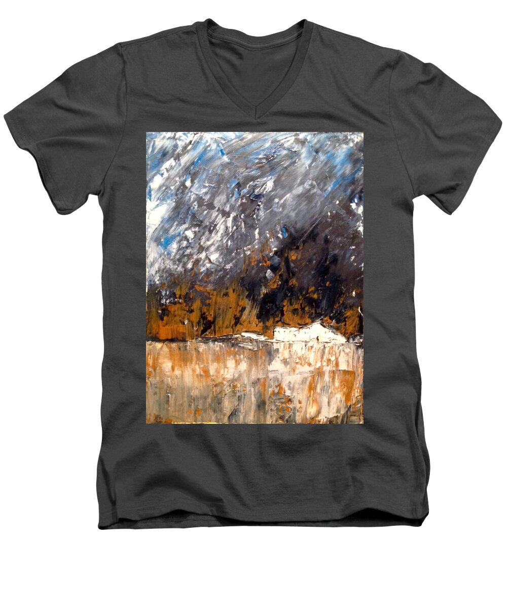 Abstract Oil Landscape Painting Men's V-Neck T-Shirt featuring the painting White Buildings No.3 by Desmond Raymond