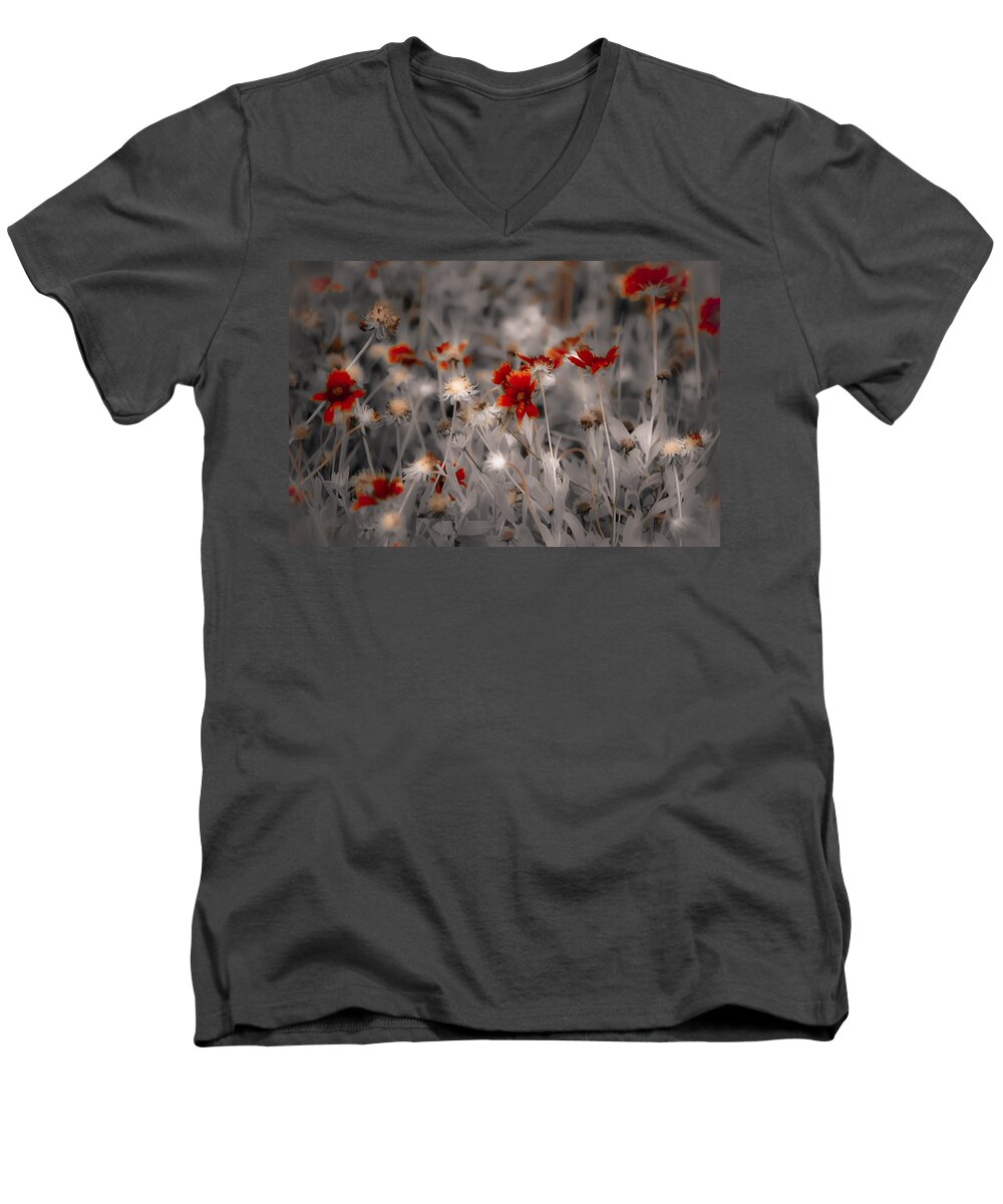 Wildflowers Men's V-Neck T-Shirt featuring the photograph Wildflowers of the Dunes by DigiArt Diaries by Vicky B Fuller