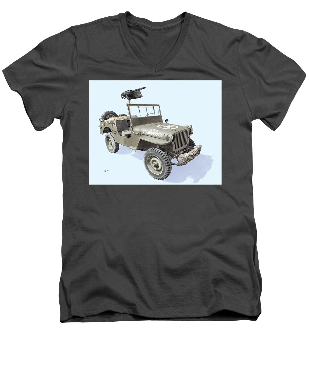 Jeep Men's V-Neck T-Shirt featuring the digital art Willy by Rick Adleman
