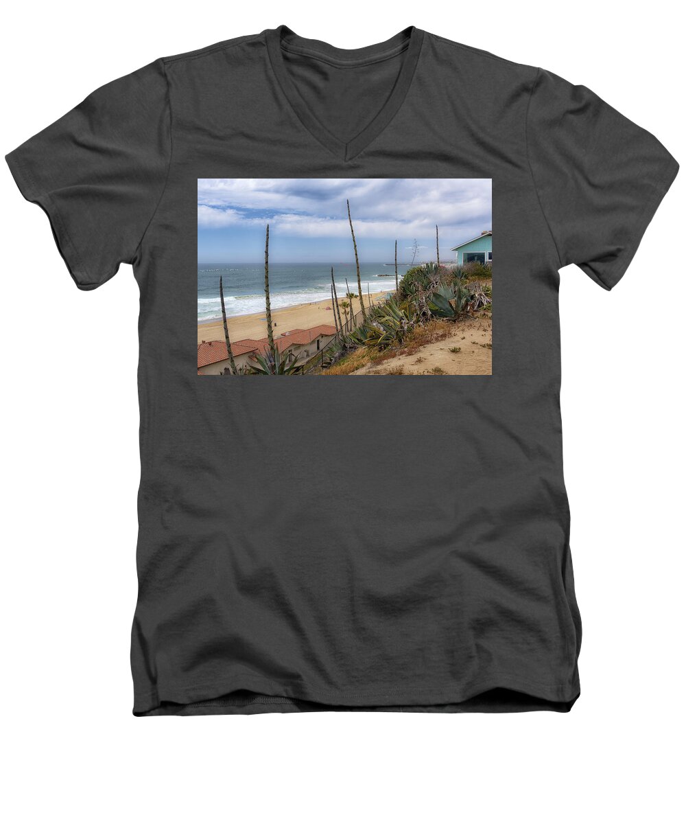 Redondo Beach Men's V-Neck T-Shirt featuring the photograph Windy on Redondo by Michael Hope