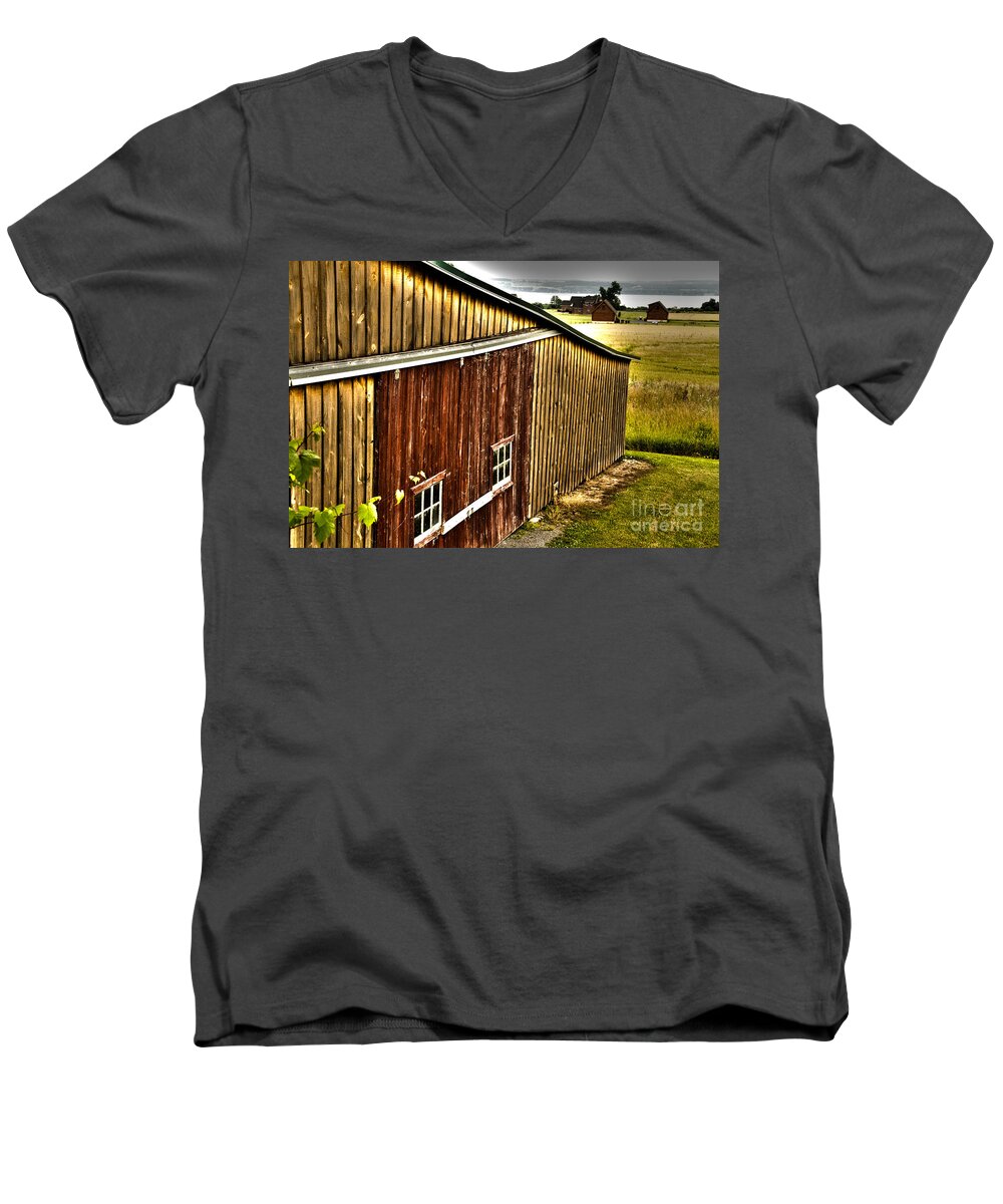 Wine Men's V-Neck T-Shirt featuring the photograph Wine Barn by William Norton