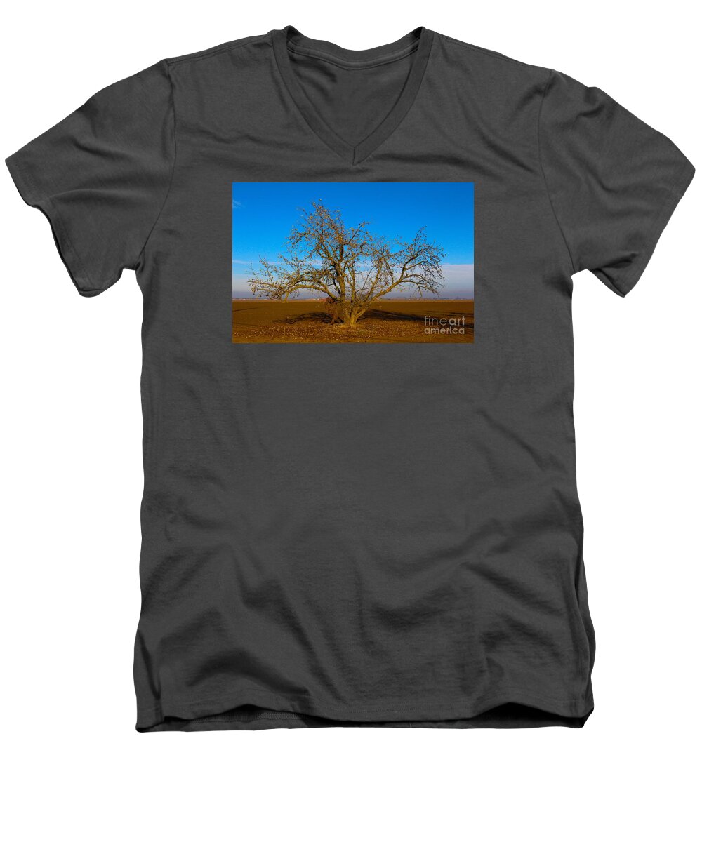 Tree. Winter Men's V-Neck T-Shirt featuring the photograph Winter Apple Tree by Suzanne Lorenz